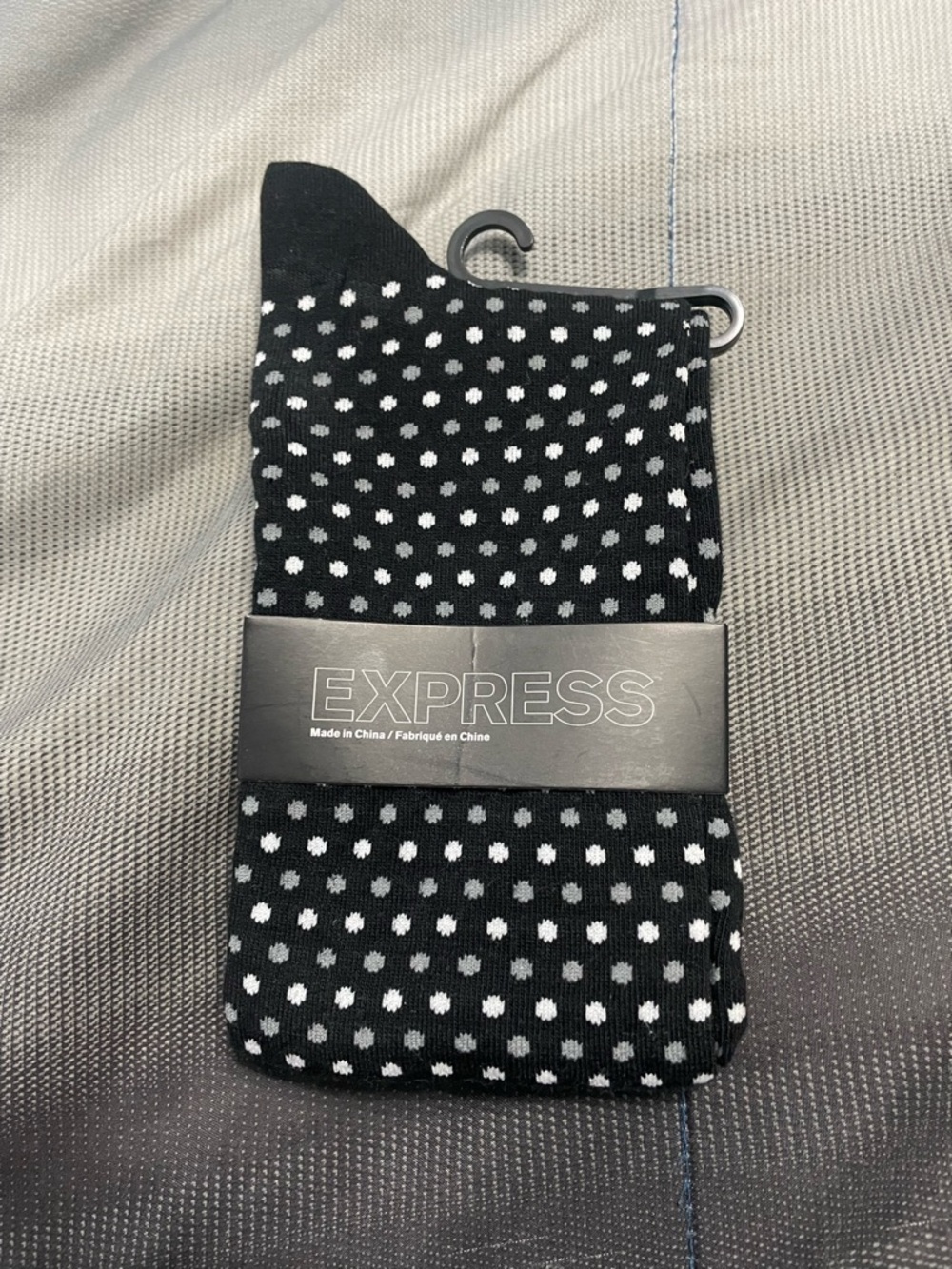 Express Black Dress Socks with White Polka Dots